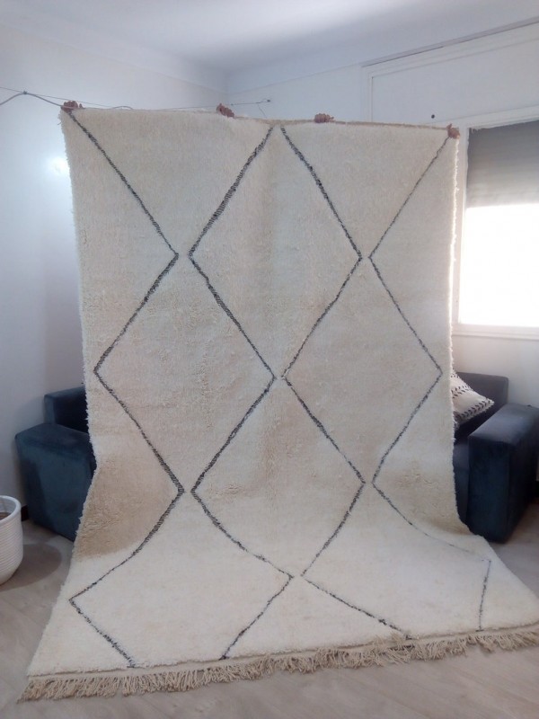 Berber carpet - Beni Ourain Tribal Rug Style- Shag Pile - Wool - 321 X 212cm