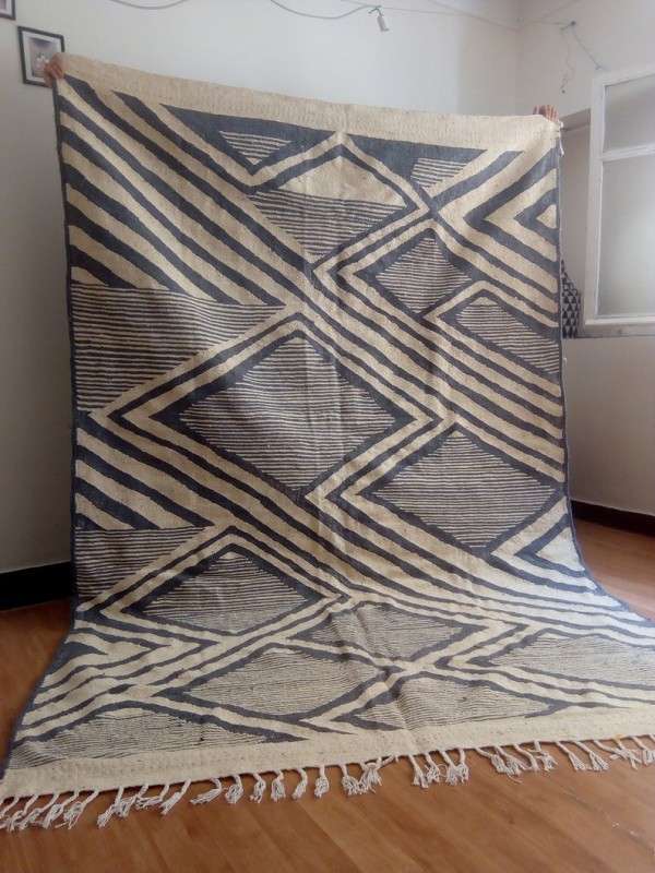  Large Moroccan rug handmade WOOL - Moroccan carpet 9.7x6.5 ft, Hand Woven Grey Zanafi Style