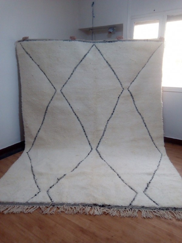 Berber carpet - Beni Ourain Tribal Style- Shag Pile - Wool - 313 X 240cm