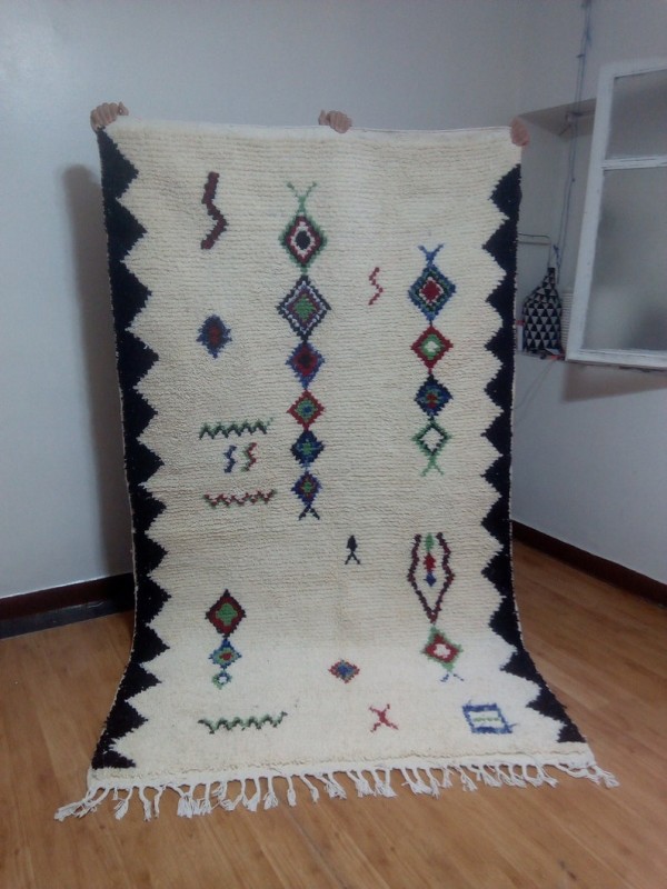 Berber Design - black touch rug - handmade Moroccan Carpet - 257x148 CM