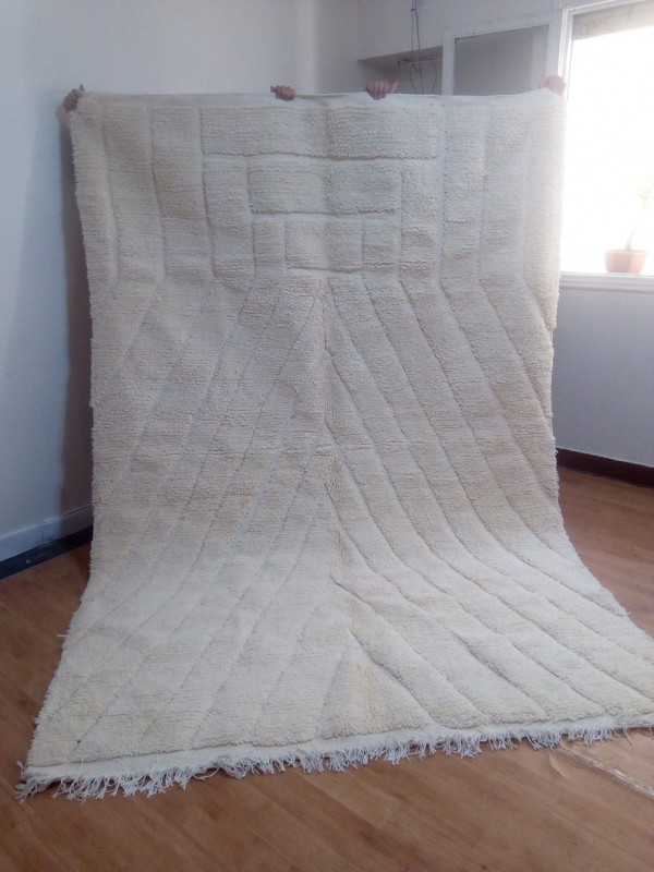 Modern beni ourain style -  Diamonds Uni Pattern - Moroccan rug - hand woven Wool - 294 X 200cm