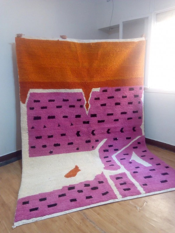 Purple Azilal Style - colored rug - handmade Moroccan Carpet - 286x210 CM