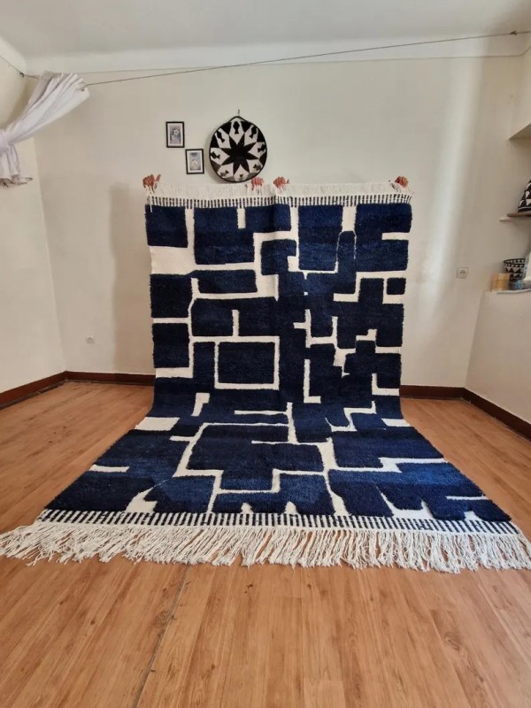 Moroccan Handmade Rug - Tribal Rug  - Deep Blue- 280 X 208cm