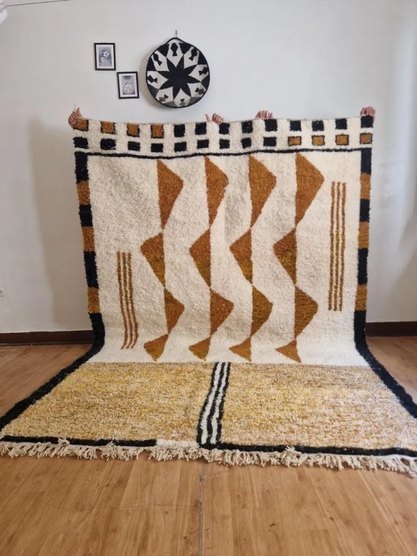 Moroccan Handmade Rug - Shag Pile - Brown & Camel Touch  - 301 X 211cm