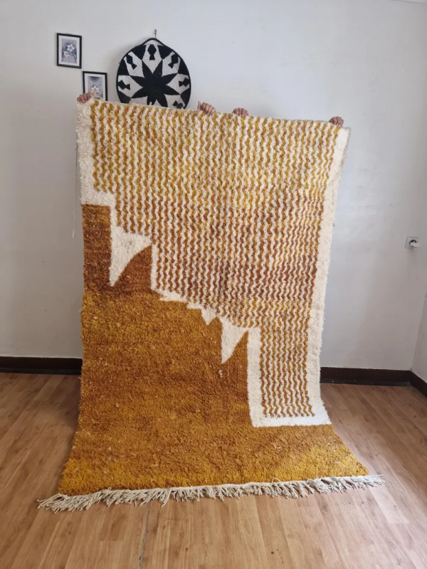  Moroccan Hand Woven Rug  - Camel Level Design Carpet  - Wool - 250 X 160cm