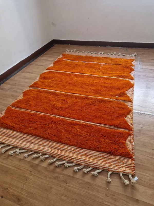 Moroccan Hand Woven Rug  - Orange Carpet  - Wool - 234 X 155cm