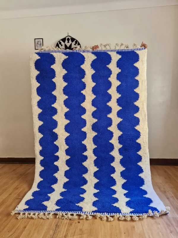 Blue Moroccan rug - handmade Moroccan  Carpet - 240x165 CM