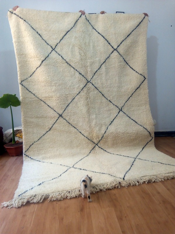 Moroccan Rug - Large Moroccan Berber carpet - Natural Wool - Beni Ourain Style  - 324 X 192cm