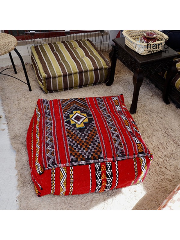 Vintage Moroccan Kilim square floor pillow