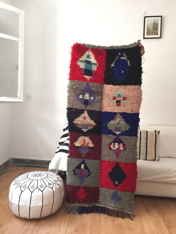 Vintage Moroccan Boucherouite (Boucheroute) Rug - Authentic rugs - Natural Wool - 160x70