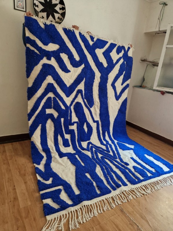 Moroccan Rug  - Blue Pattern -  handmade rug 300/201CM