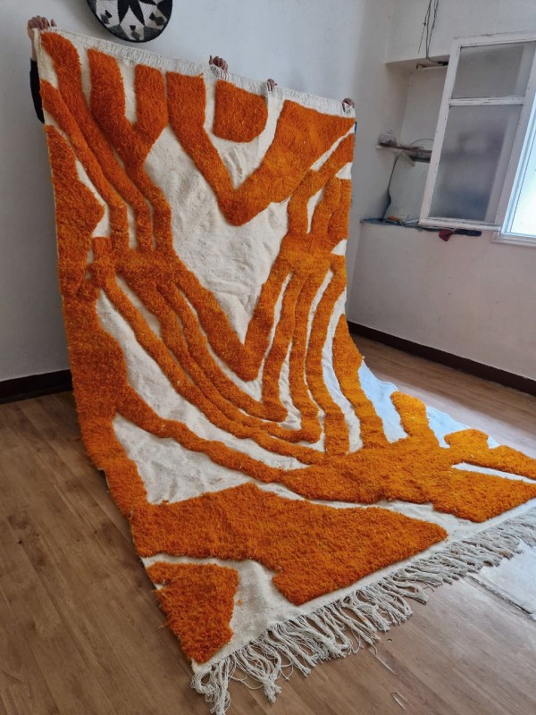 Moroccan hand woven Rug - Orange Pattern - 312 X 198cm