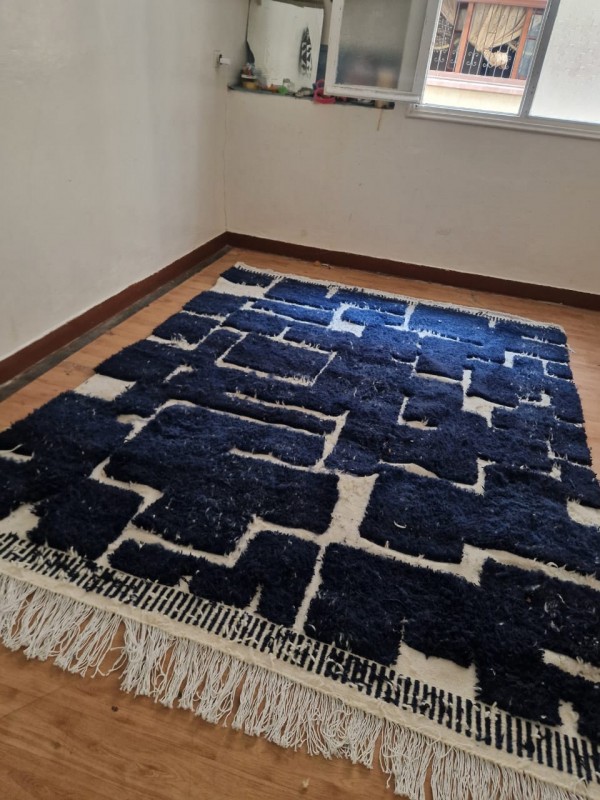 Moroccan Handmade Rug - Tribal Rug  - Navy Blue- 264 X 205cm