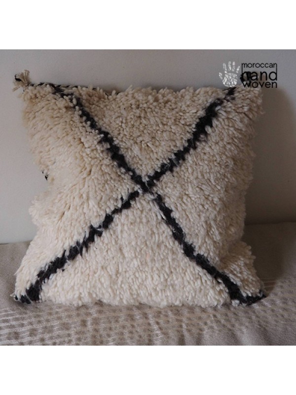Handmade Moroccan Beni Ourain Handwoven Floor Pillow Cushion