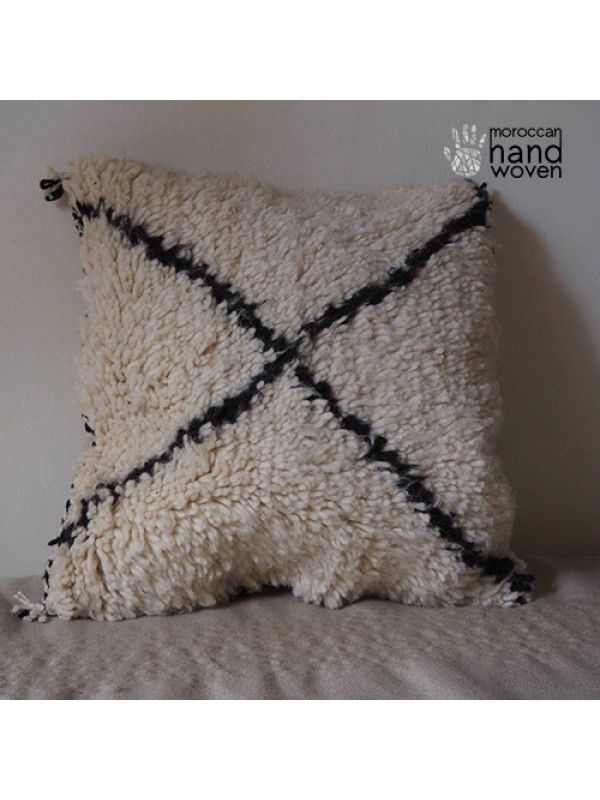 Handmade Moroccan Beni Ourain Handwoven Floor Pillow Cushion
