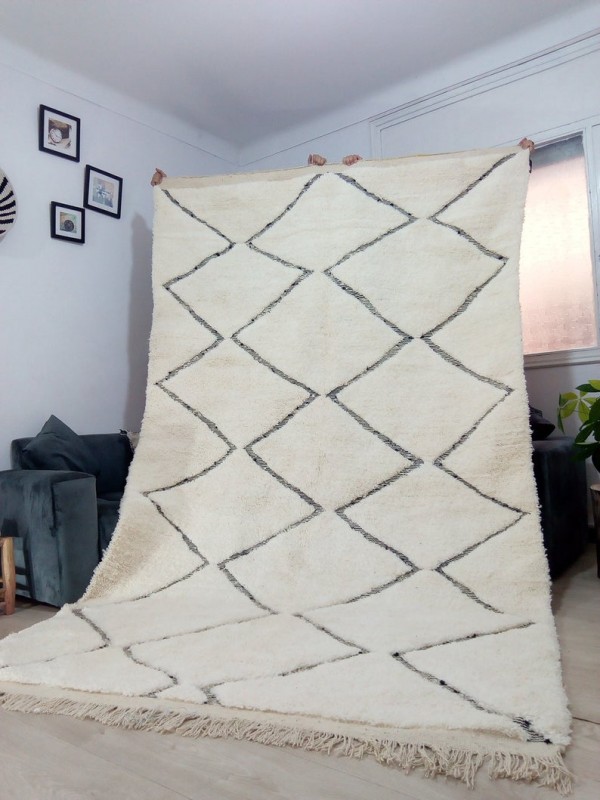  Moroccan carpet - Beni Ourain Style - Tribal Rug - Full Wool 