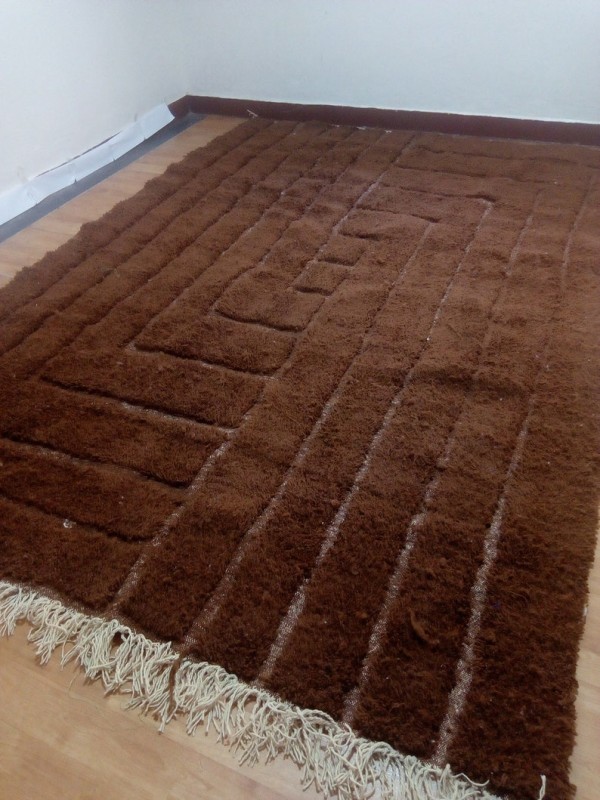 Moroccan Beni Ourain Style - Shag Pile - Modern Brown Carpet 