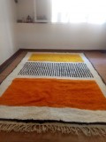 Moroccan hand woven orange & yellow patterns rug  - Wool Rug - 316 X 213cm approx