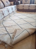 Beni Ourain Rug Style - Diamond Stripes Design  - Shag Pile - Natural Wool - 260 X 180cm