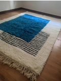 Berber Design - blue levels pattern rug - handmade Moroccan Carpet - 300x210 CM