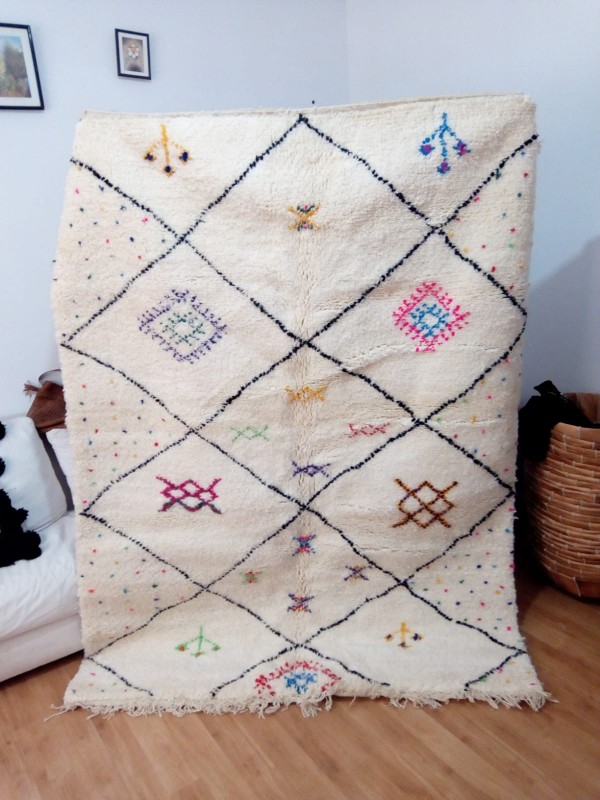 Azilal rug - handmade Moroccan Berber Carpet - Colored Rug- 230x170