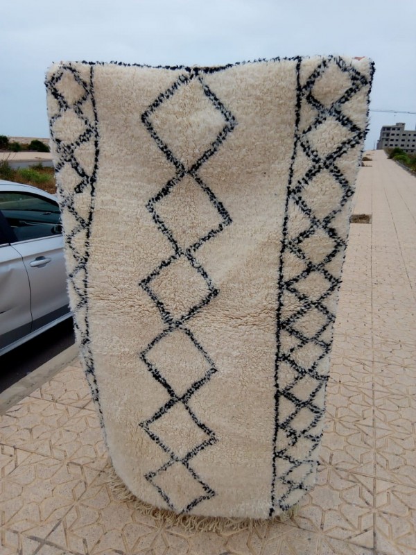 Moroccan Beni Ourain Natural Wool Rug- Carpet Teppich Tapis  - 178 X 110cm