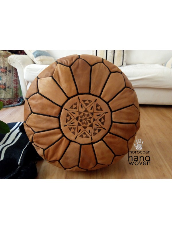 POUF From Marrakesh with black Stitching ( (ottoman) unstuffed
