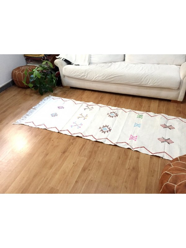 Cactus Silk Runner, Moroccan sabra carpet (8.2 x 2,4 ft) Cactus Rug Moroccan Boho Moroccan Style Runner White runner