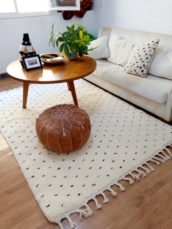 Moroccan Handmade Rug - Dot Pattern Design  - Shag Pile - 300 X 200cm