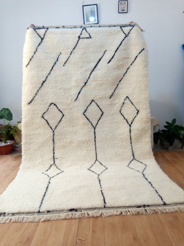 Moroccan Beni Ourain Style - Tribal Rug - Shag Pile - Full Wool - 272 X 162cm