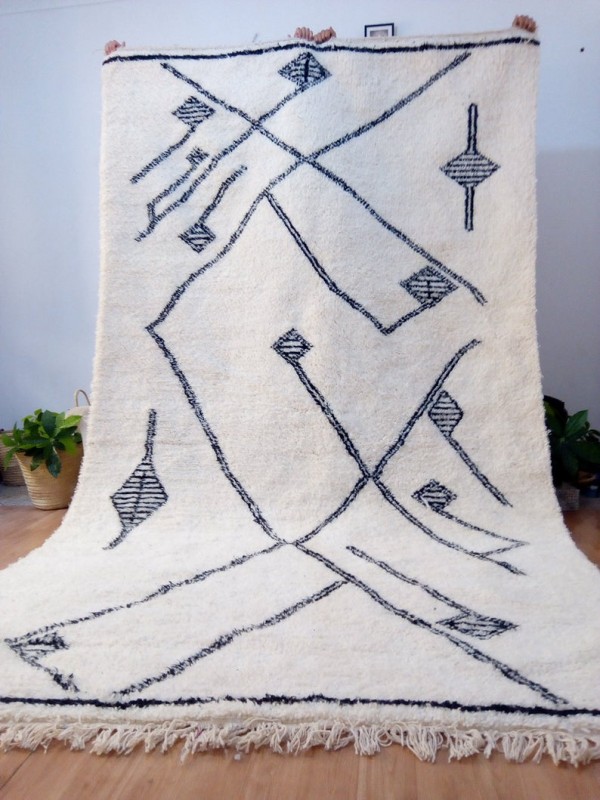 Moroccan Rug - Beni Ourain Style - berber rugs - Diamond Pattern -  Full Wool - 340 X 195cm