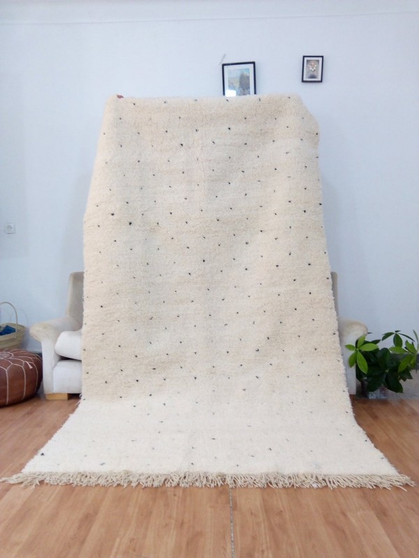 Berber Carpet - Moroccan Dot Rug - Wool - Beni Ourain Style - 276 X 158cm