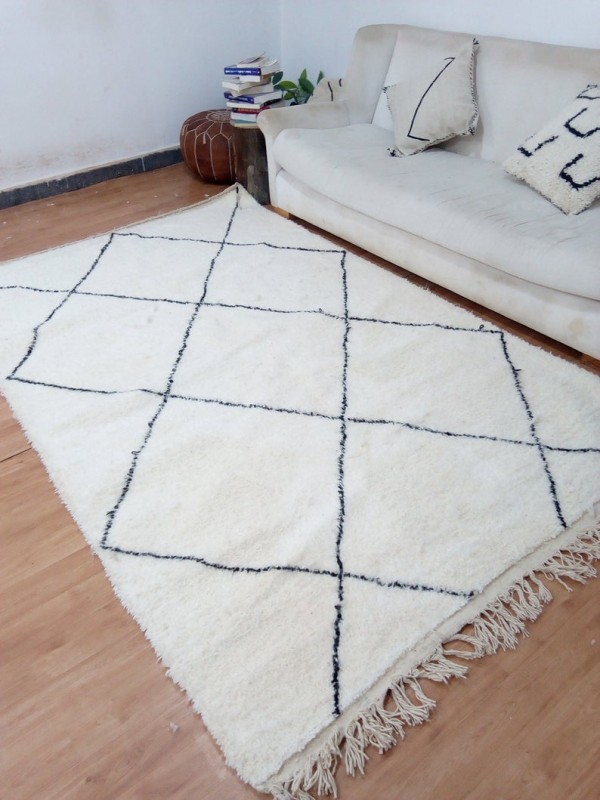 Moroccan Handwoven Beni Ourain Style - Shag Pile - Full Wool Rug - 260 X 164cm 