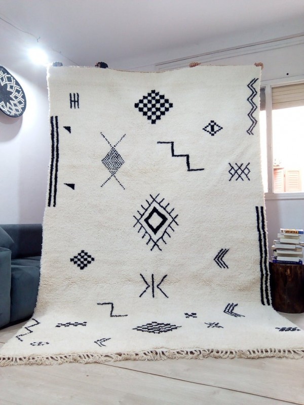 Moroccan Beni Ourain Tribal Rug Style  - Berber Design - Full Wool - 300 X 200cm