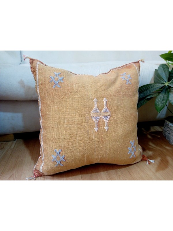 Cactus Sabra silk  Moroccan sabra CACTUS Silk pillow - Orange cushion unstuffed  - 52 X 47 CM