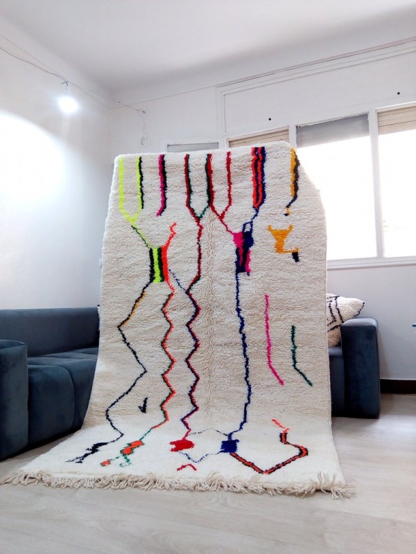 Azilal Style - Hand woven Moroccan Wool Rug - handmade Moroccan  Carpet - 255x148