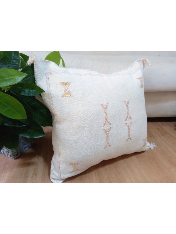 Cactus Sabra silk  Moroccan sabra CACTUS Silk pillow - White Cactus silk cushion unstuffed 55x47 CM
