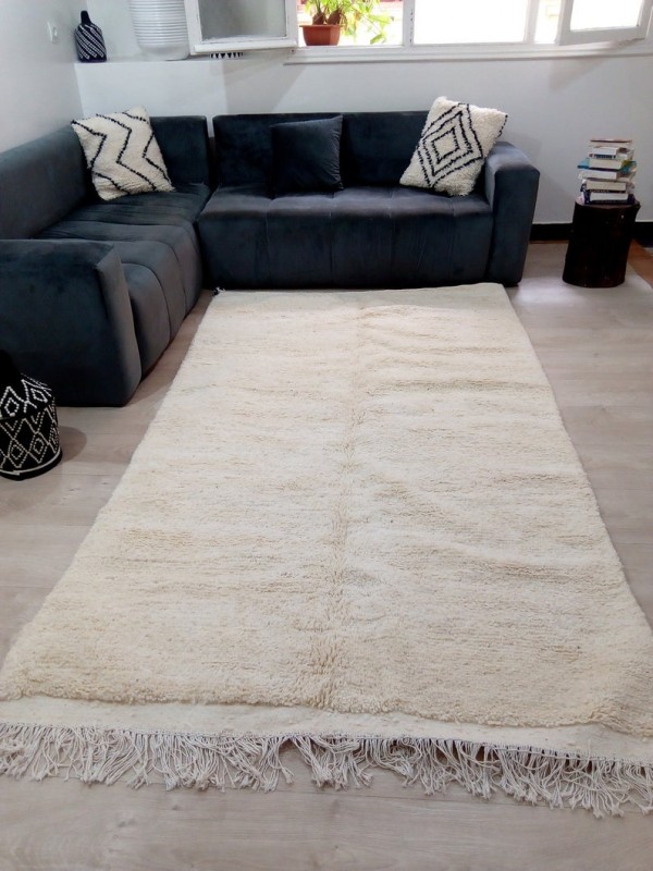 Beni Ourain Style - Uni Color - Tribal Rug - Shag Pile  - Wool - 266 X 150cm