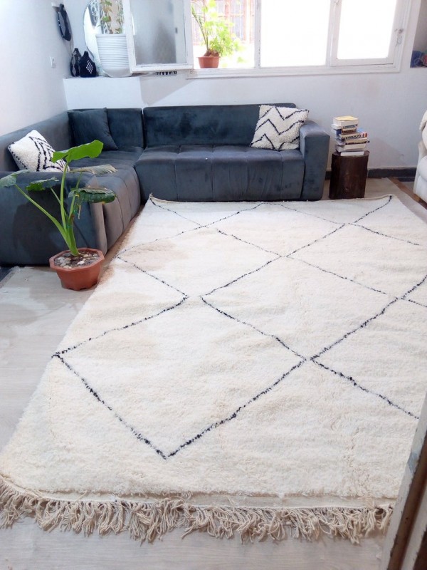 Berber carpet - Beni Ourain Tribal Rug Style- Shag Pile - Wool - 305 X 240cm