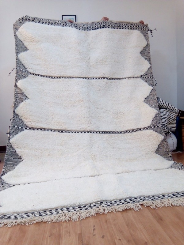 Moroccan beni ourain style - nice Design rug  - berber carpet - full  wool - 315 X 206cm