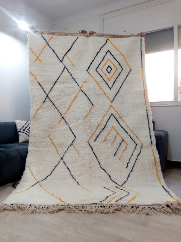 Berber rug - Orange Black Design -  handmade Moroccan Berber Carpet - 274 x 173 CM