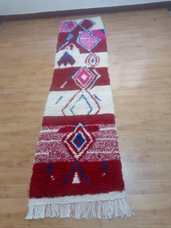 Wool Runner carpet - Berber Style Hand Woven Carpet from morocco - 329 X 74cm