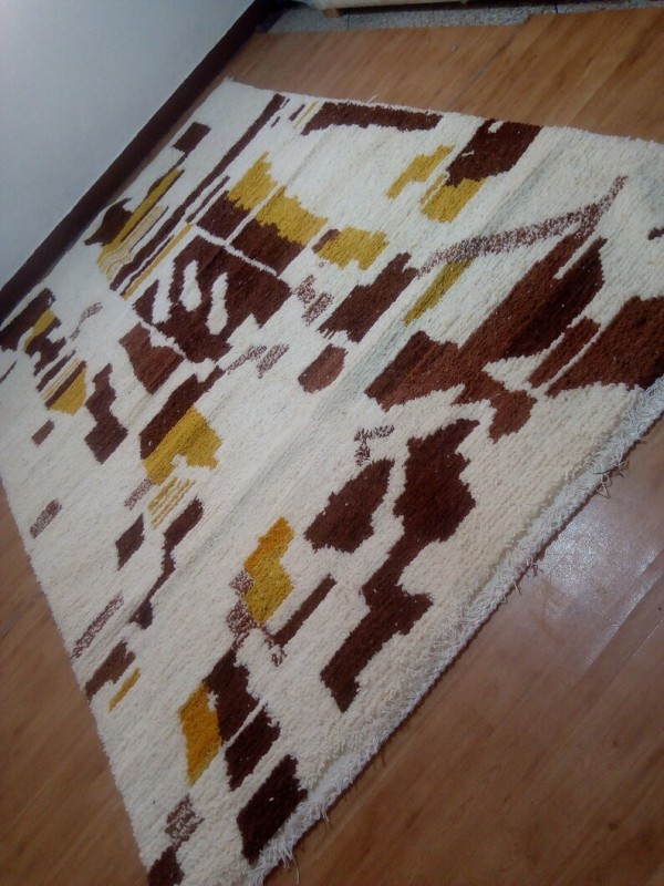 Moroccan handmade rug - brown & black & yellow  -  317 X 215cm