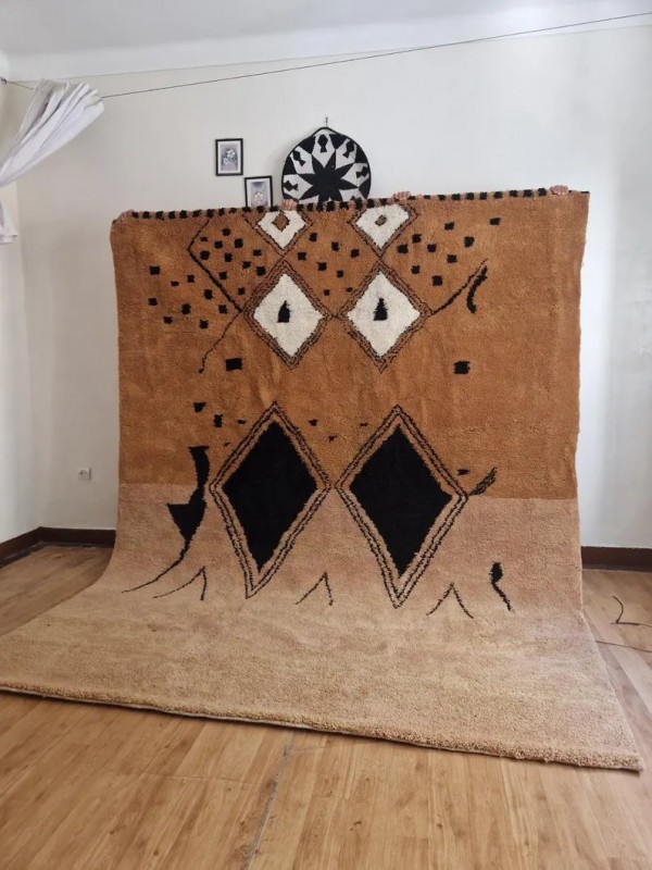 Moroccan Handmade Rug -  Shag Pile - Inspired to brown  -  300 X 235cm