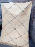 Beni Ourain Rug - Beautiful Design  - Shag Pile - Natural Wool - 235 X 156cm