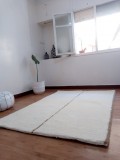 Marokkanischer Teppich uni weiße Farbe - Beni Ourain Style - Shag Pile - Full Wool