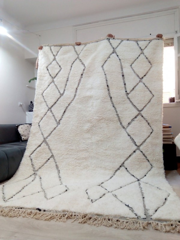 Moroccan Rug - Beni Ourain Tribal Style - Berber Design Rug - Full Wool - 310 X 200cm