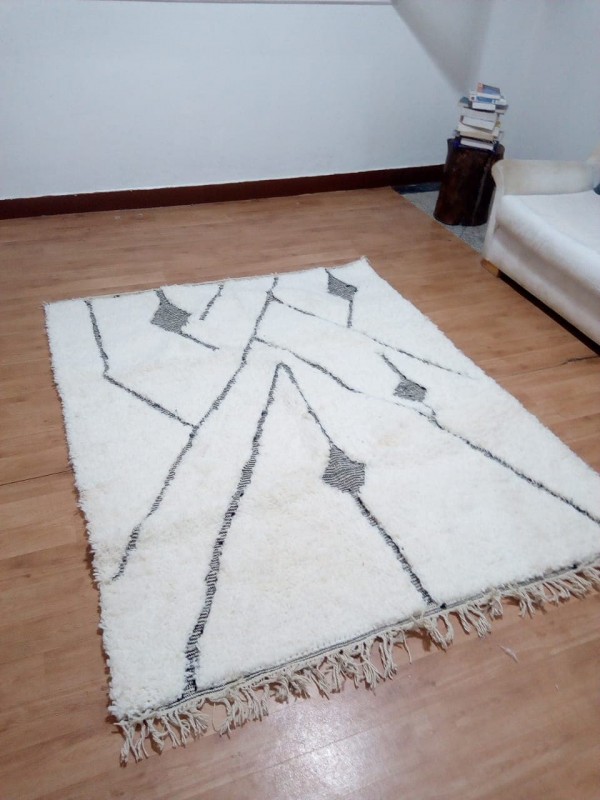  Moroccan Rug - Beni Ourain Style - Tribal Rug - Thick Art Design - Full Wool -
