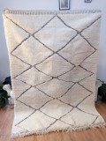 Moroccan beni ourain rug style - authentic moroccan yellowish white black rugs - full Wool - 236 X 165cm
