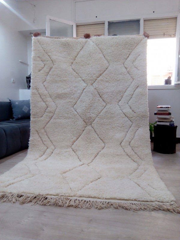 Beni Ourain Style - Hand Woven Wool Rug - Uni Faded Carpet - Tribal Rug  - 255X155cm